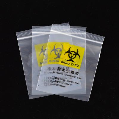 China LDPE-Stärke 0,055 Mikrometer Plastikreißverschluss-sackt medizinisches Exemplar ein zu verkaufen