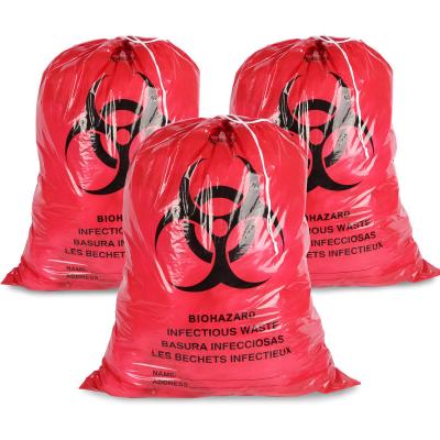 中国 Drawstring HDPE Autoclavable Biohazard Garbage Bags For Hospital 販売のため