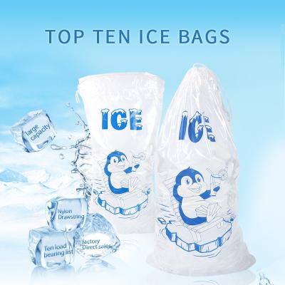 China 10Lb LDPE Plastic Ice Bags With Drawstring Closure for sale