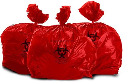 China Heavy Duty 10 Gallon Professional Grade Roll Of 100 Biohazard Waste Disposal Bags for sale