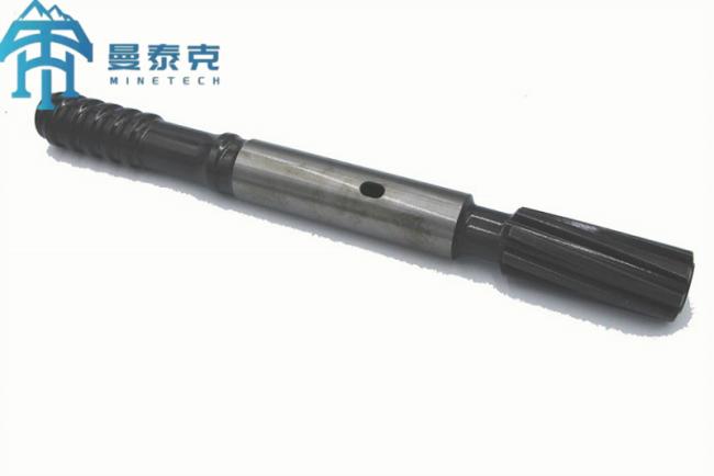 Close-up of T38 Shank Adapter threads and water holes