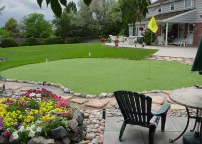 China Light Green Commercial Area Decorative Artificial Grass With C Shape 3 / 16'' Fire Resistance for sale