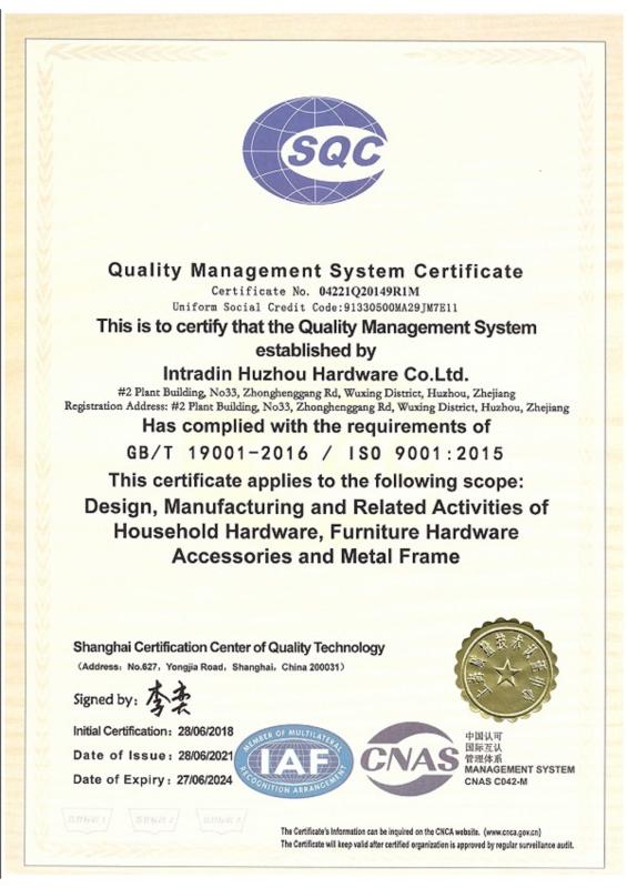 ISO9001:2015 - Intradin (Shanghai) Hardware Co., Ltd.