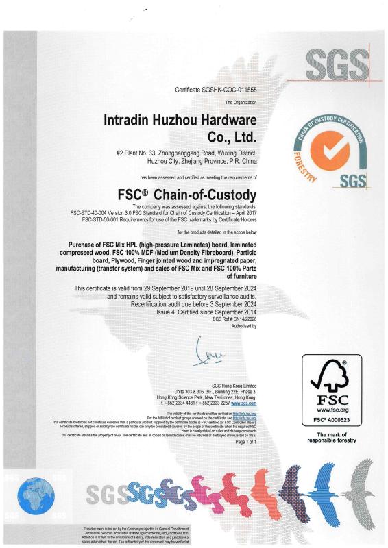 FSC Chain-of-Custody - Intradin (Shanghai) Hardware Co., Ltd.
