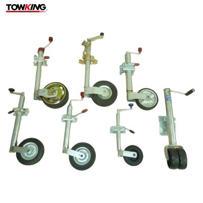China TOWKING 6″ Wind Up Jockey Wheel Solid Rubber Jockey Wheel With Clamp for sale