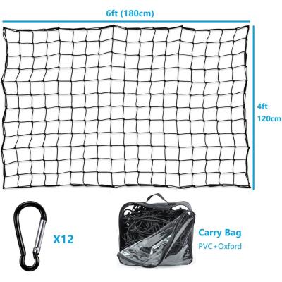 China 4x6FT Deluxe Cargo Carrier 5mm Latex Core Rooftop Cargo Net With Hooks for sale