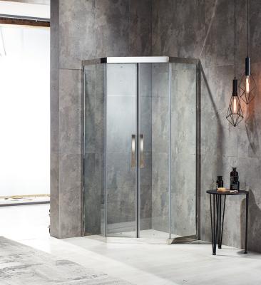 China Stainless Steel Frame Curved Sliding Door Shower Room Enclosure OEM For Bathroom for sale
