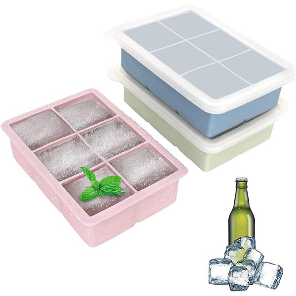 Quality Large Square Ice Cube Tray With Lid Easy Release Reusable Ice Cubes For Soup for sale