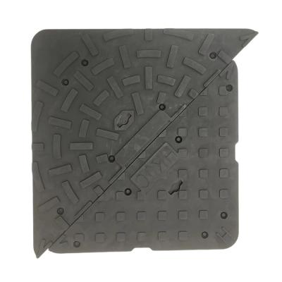 China large rubber mats rubber gully grating triangular cover embedded with 5 mm steel plate for sale