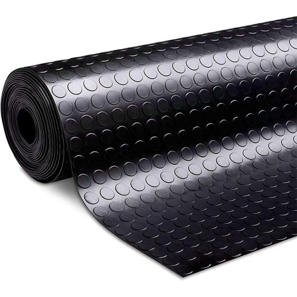 Quality Non-Slip Rubber Floor Mat With Custom Size Coin Bump Pattern Anti-Slip Black for sale