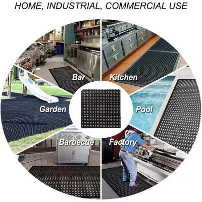 China Anti-Fatigue Rubber Floor Mat Commercial Grade Grease Resistant Non-Slip Recycle Tyre Floor Mats For Restaurant Kitchen for sale