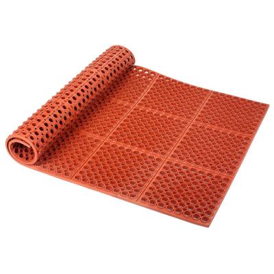 China Lightweight Restaurant Rubber Floor Mat With Drainage Holes, Anti-Fatigue Mats, Red, T30 Competitor for sale