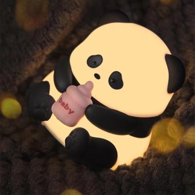 China New Cute Animal Lithium Battery Operated Silicone Timer Night Light Baby Lamp Silicone Panda Night Light For Gifts for sale