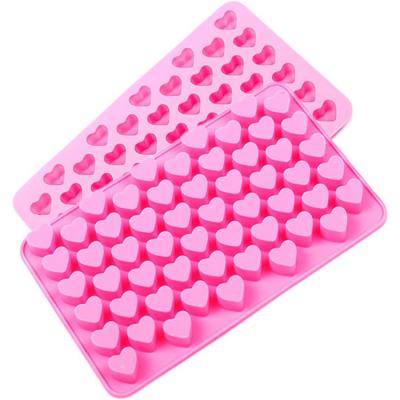 China Silicone Mini Heart 55-Cavity Molds For Baking, Heart Shape Ice Cube Candy Chocolate Mold, Valentine Candy Molds for sale