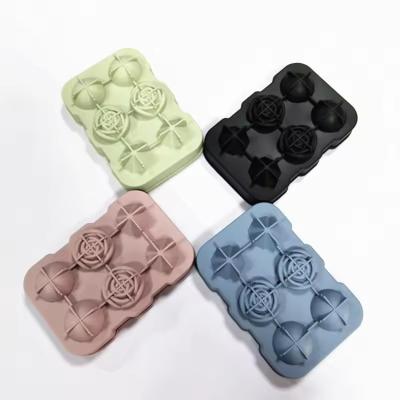 China Creative Silicone Mold Rose Diamond Ball Release Flexible Silicone Ice Cube Tray With Lid for sale