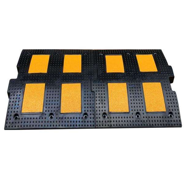 Quality 50mm Large Rubber Mats Traffic Calming Recycled Black Rubber Speed Cushions for sale