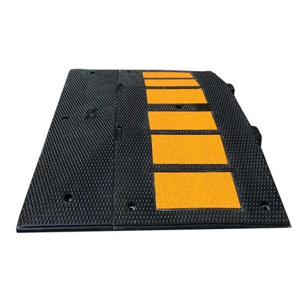 Quality 50mm Large Rubber Mats Traffic Calming Recycled Black Rubber Speed Cushions for sale