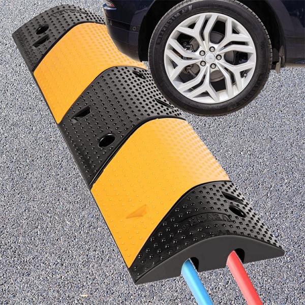 Quality 2 Channel Large Rubber Mats Heavy Duty Cable Protector Ramp With 4 Bolts for sale