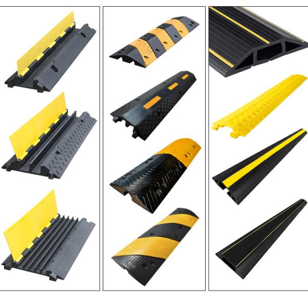 Quality 2 Channel Large Rubber Mats Heavy Duty Cable Protector Ramp With 4 Bolts for sale