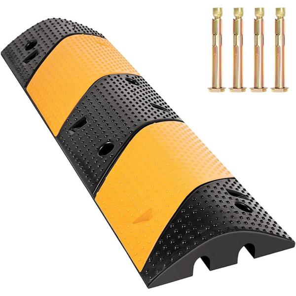 Quality 2 Channel Large Rubber Mats Heavy Duty Cable Protector Ramp With 4 Bolts for sale