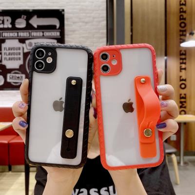 China Anti Lost Finger Grip Phone Case High Clear Back Bumper For Iphone 11 for sale