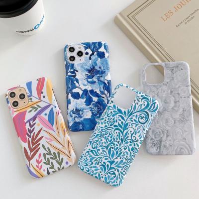 China PC Designer Cell Phone Cases IMD Finished Floral Design Matte Grease Free for sale
