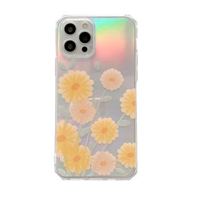 China High Clear Designer Cell Phone Cases TPU Daisy Flower Electroplated Paper for sale