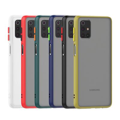 China Caja colorida del teléfono del botón de la translucidez DIY de la piel a prueba de choques para el Samsung Galaxy A12 en venta