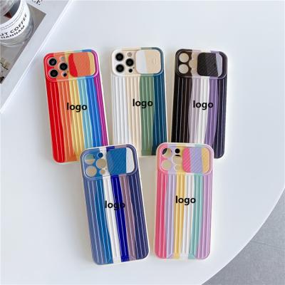 China Soft TPU Rainbow Designer Cell Phone Cases For Iphone 12 Pro Max Slidable Lens for sale
