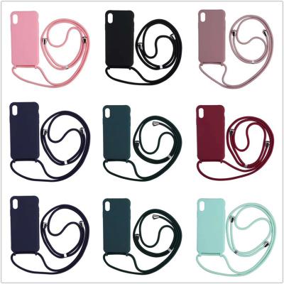 China Liquid Silicone Nylon Rope Strap Shockproof Phone Cases For Iphone 6 7 Pro Max for sale