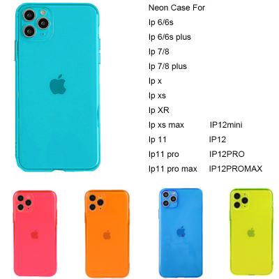 China Tpu Florescent Shockproof Mobile Phone Covers For Iphone 6 7 8 X 11 12 Pro Max for sale