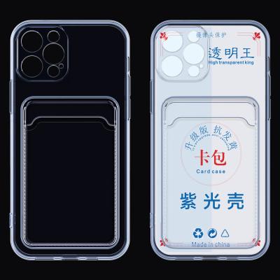 China Caixas macias claras altas do telefone de Tpu para Iphone bolso de cartão Anti-amarelo protetor de 6 7 8 x 11 12 pro Max Camera à venda