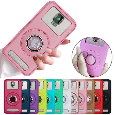 China Universal Finger Grip Leather Phone Cases For Samsung Huawei Mobicel Maxfone for sale