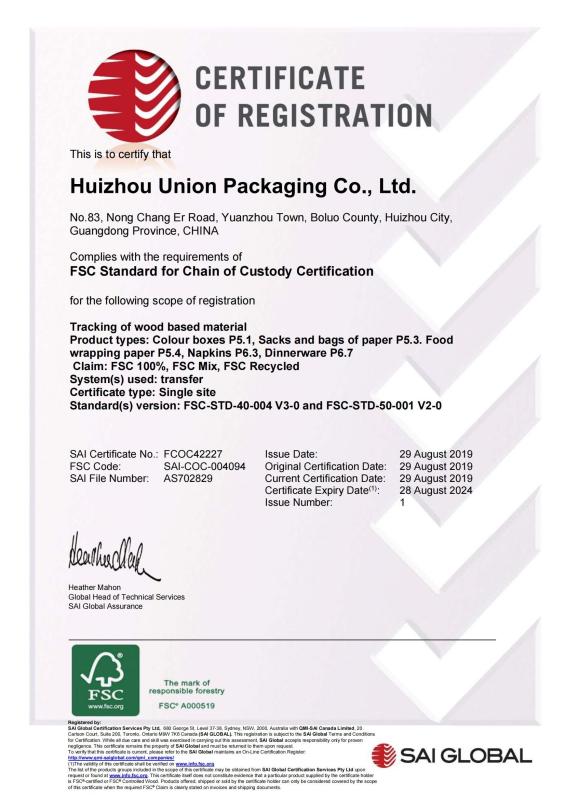 FSC - Huizhou Union Packaging Co., Ltd.