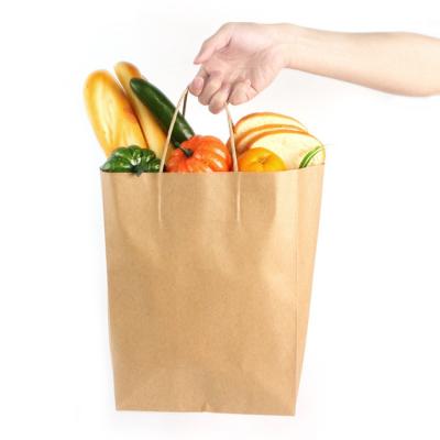 China Bolsas de papel del ultramarinos para el material impermeable a la grasa biodegradable de Kraft de las verduras en venta