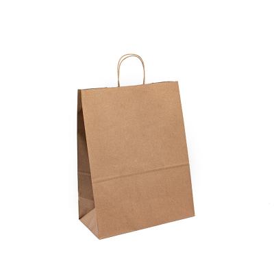 Chine Custom Printing Food Carrier Brown Kraft Takeaway Twisted Handle Paper Bags à vendre