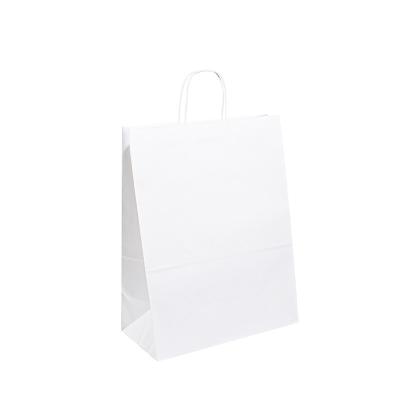 China Luxury White Boutique Gift Shopping Handle Paper Bags For Clothes en venta