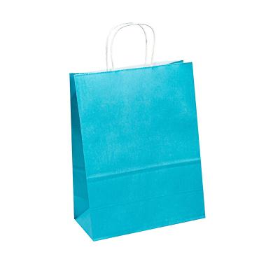 China Matt Blue Paper Garment Bags , Recycled Paper Shopping Bags With Twisted Rope Handle for sale