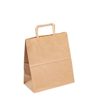 China Foldable Grocery Supermarket Small Flat Handle Paper Bag for sale