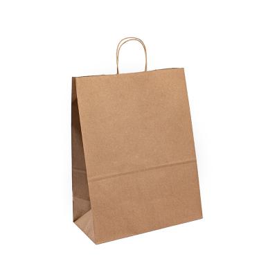 China UPACK Brown Kraft Shopping Bags With Handles 8 Color Flexo Printing for sale