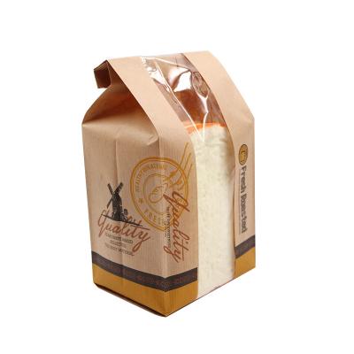 China Brown Kraft Food Packaging Paper Bags With Window Spot Varnishing for sale
