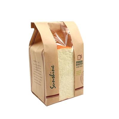 China Sandwich Toast Paper Bag , Sustainable Kraft Bakery Bags With Window for sale
