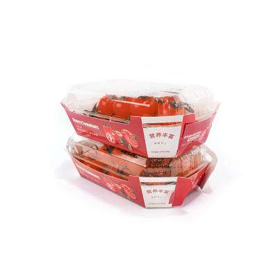 Chine Fruit Berry Bateaux alimentaires en carton, bateau de papier Plateau Avec Couvercle en plastique à vendre