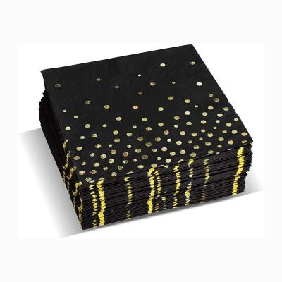 China Recyclable Black Gold Foil Paper Napkin , Biodegradable Paper Dinner Napkins for sale
