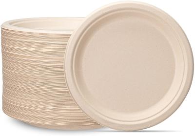 China Unbleached Bagasse Kraft Paper Plate Waterproof For Birthday Party for sale