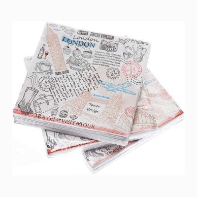 China 2 Ply 3 Ply Serviette Napkin Tissue , Disposable Custom Printed Cocktail Napkins for sale