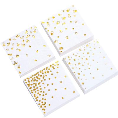 China Gold Foil Custom Printed Paper Napkins Compostable For Wedding Party for sale