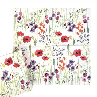 China OEM Folding Floral Paper Dinner Napkins , Disposable Flower Print Tissue Paper for sale