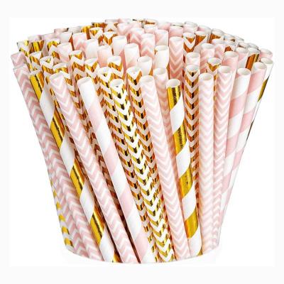 China Biodegradable Paper Bubble Tea Straws , CMYK Colorful Paper Straws for sale