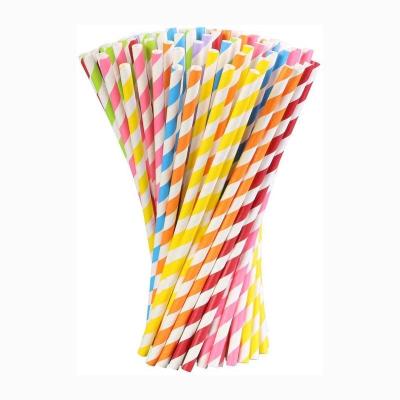 China Rainbow Stripe Paper Drinking Straws Disposable Environmental Friendly for sale
